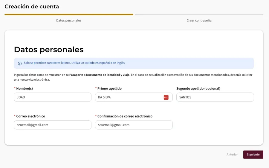 Imagem criacao de conta visto mexico
